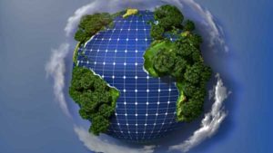 Symbolbild der Welt mit Solarpanele